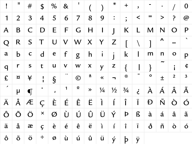 LegacySansEF Medium  glyph index