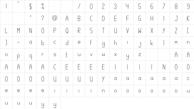 Scenery Regular  glyph index