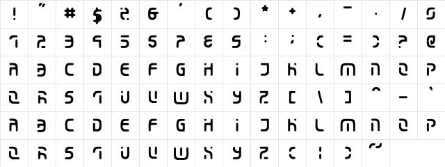 Eroded Regular  glyph index