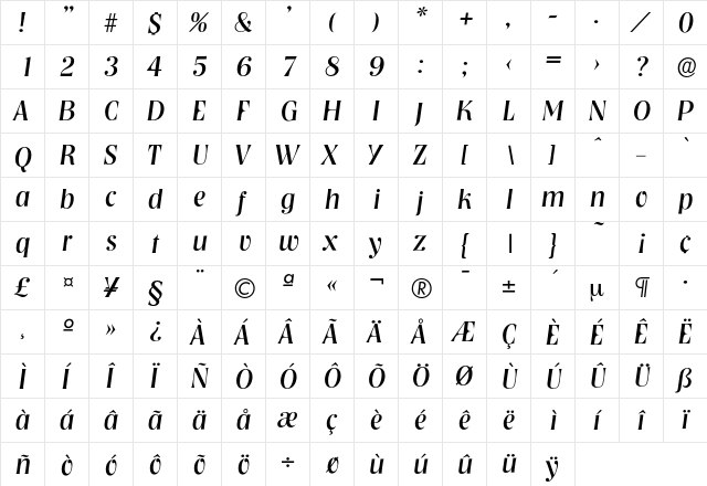 Nashville-RegularIta Regular  glyph index