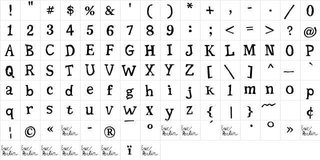 Georgia Bold  glyph index