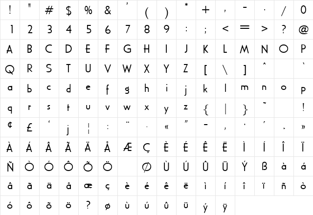 OPCIVET-Light Light  glyph index