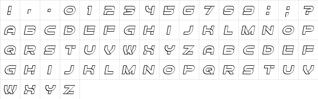 Forvertz 3D Italic  glyph index