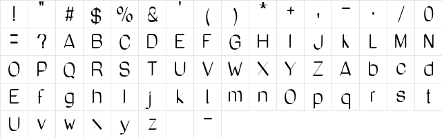 SeNSKY DEMO Regular  glyph index