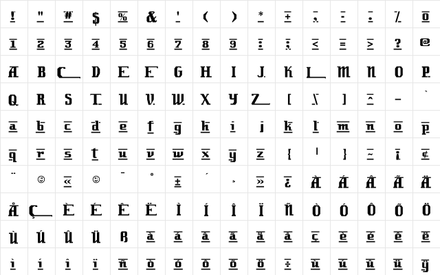 Lambrettista Regular  glyph index