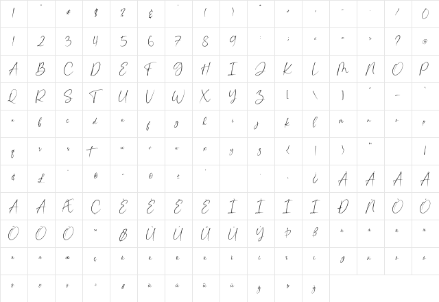 Bikambone Regular  glyph index
