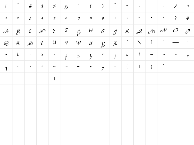Dating 2 Regular  glyph index