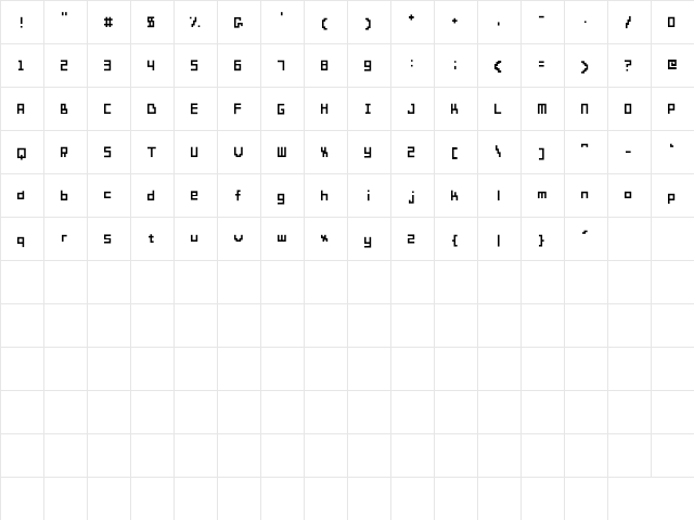 Micro Bit Regular  glyph index
