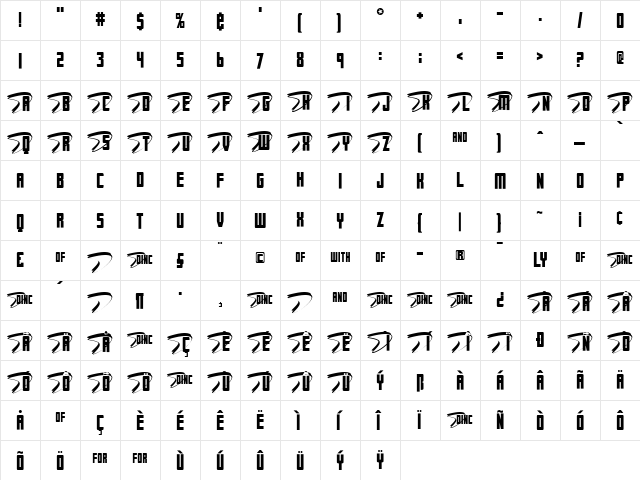 Moondog Regular  glyph index