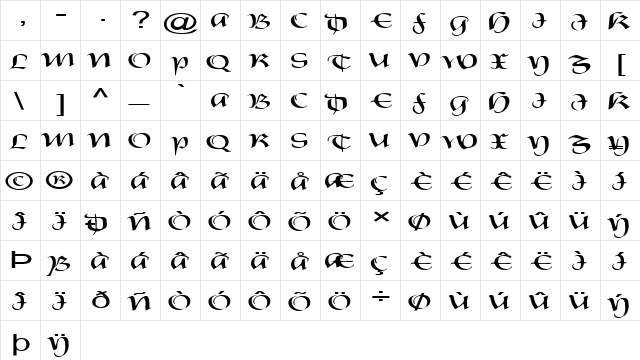FZ SCRIPT 19 EX Normal  glyph index