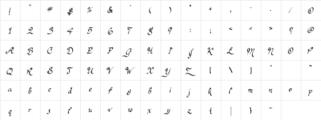 LD Gala Bells Regular  glyph index