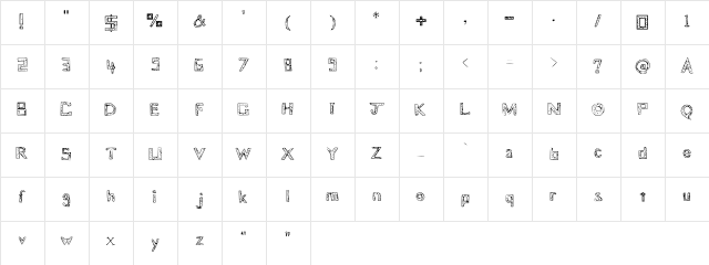 Blueprint Medium  glyph index