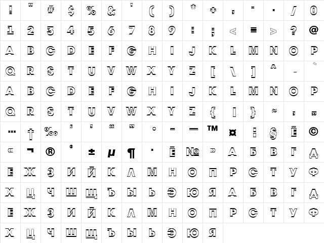 a_AvanteTitul2Otl Heavy  glyph index