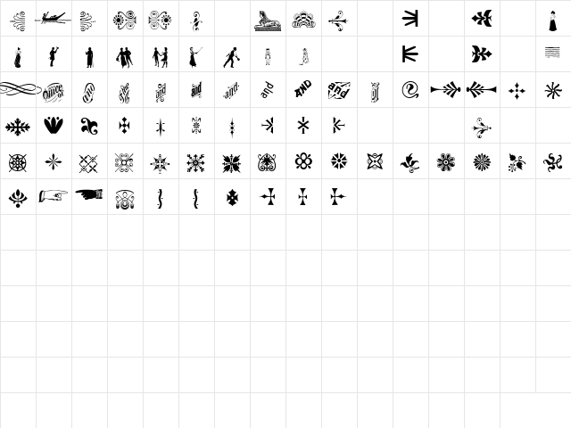P22 Victorian Ornaments Two Ornaments Two  glyph index