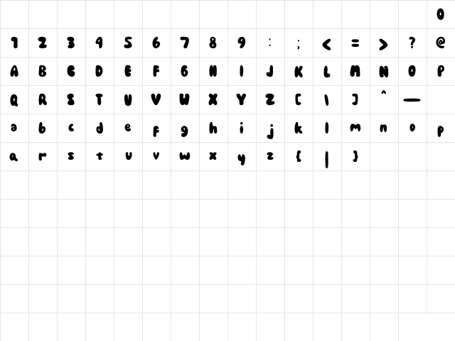 The Bonbon Regular  glyph index