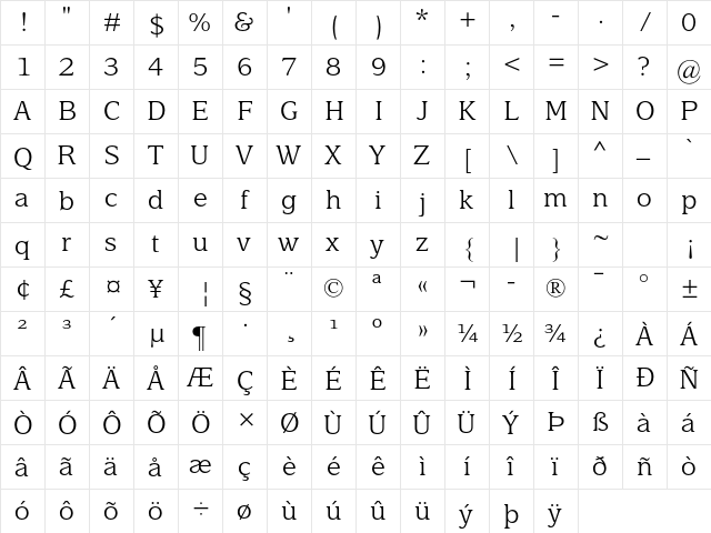 Delima MT Std Light  glyph index