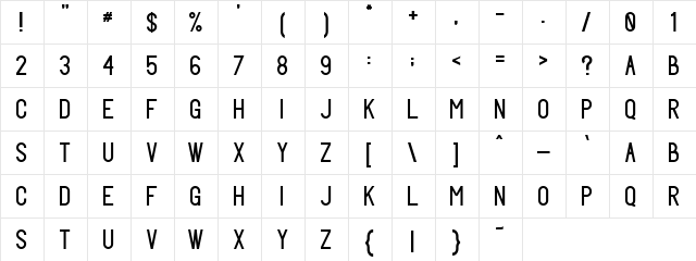 Oswaldesque Bold  glyph index