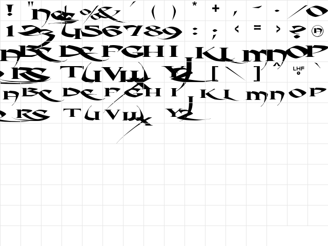 LHFCrouchingTiger Regular  glyph index