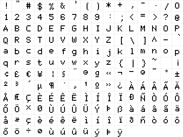 mono 07_55 Regular  glyph index