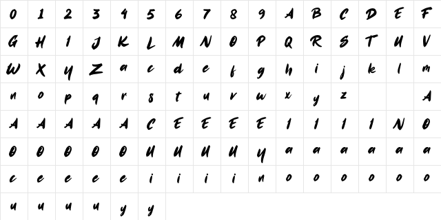 MonStreak Regular  glyph index