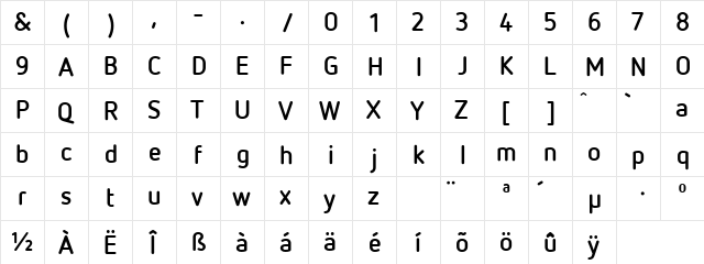 Netto OT Bold  glyph index