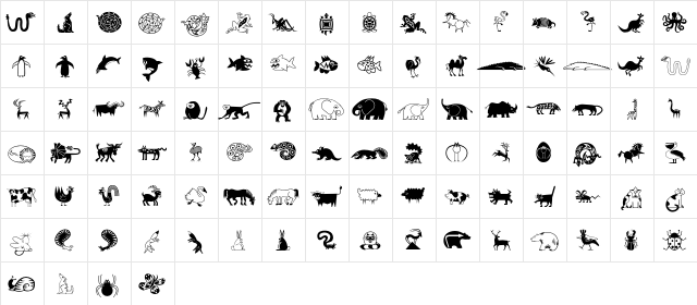 MiniPics LilCritters  glyph index