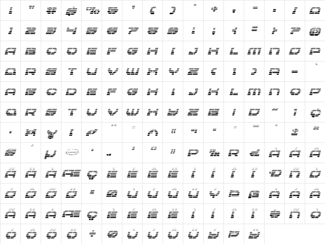 Pulsar Class Gradient Italic Italic  glyph index