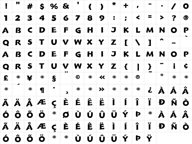 Hoffmann Regular  glyph index