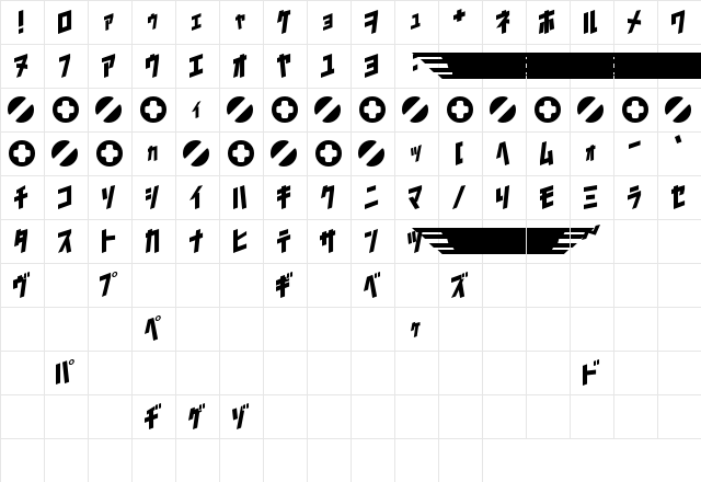 TrigunMaximumJ Regular  glyph index
