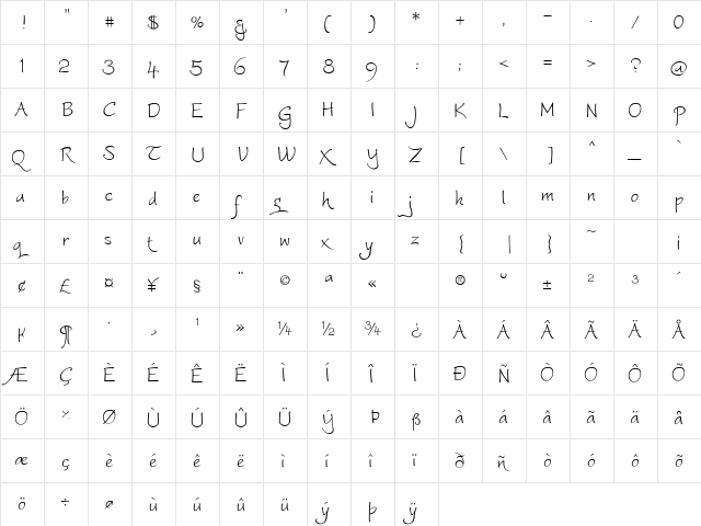 Worstveld Sling Extra 2 Regular  glyph index