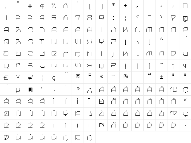 Cilica Regular  glyph index