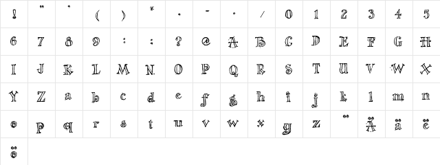The Nigel Font Regular  glyph index