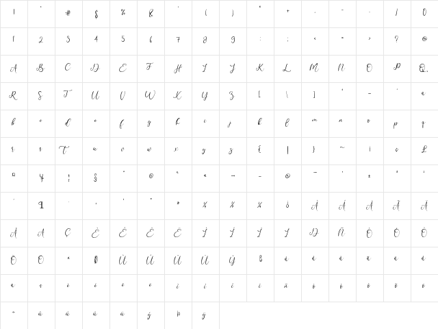My Happy Regular  glyph index