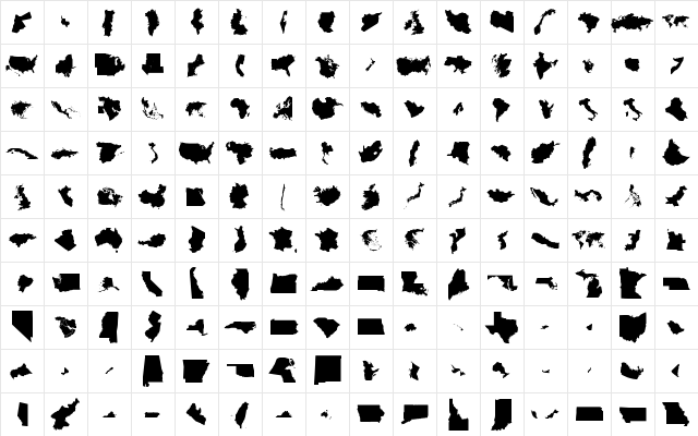 GeoBats Regular  glyph index