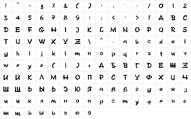ft34 Bold  glyph index
