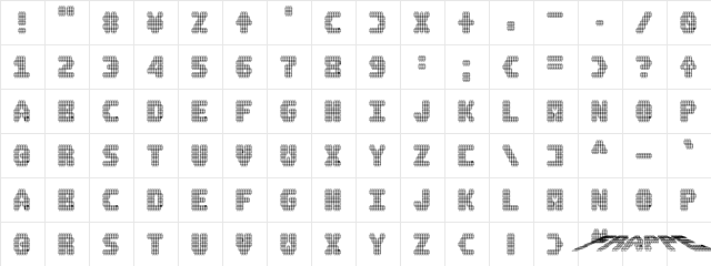 A.M.P. Regular  glyph index