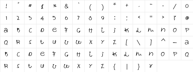 wacky sushi Regular  glyph index
