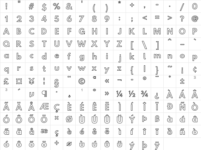 Hussar Simple Gho  glyph index