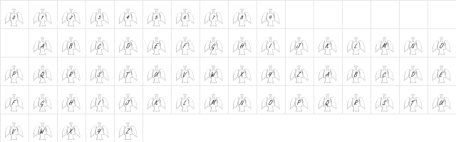 101! The Font Angel Regular  glyph index