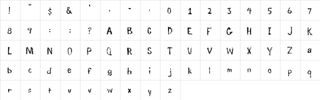 Trauma Regular  glyph index
