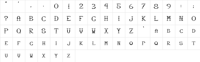 Louisbourg Regular  glyph index