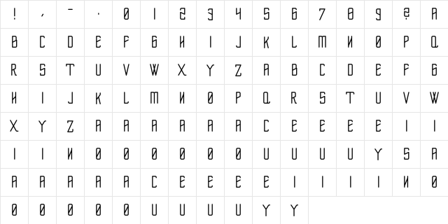 Flexus Regular  glyph index