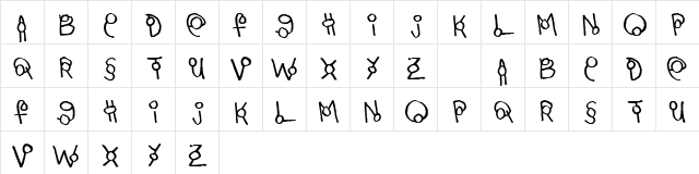 Martini Olive Regular  glyph index