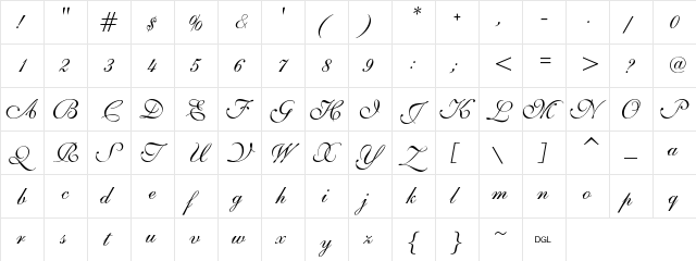 ILS Script Regular  glyph index