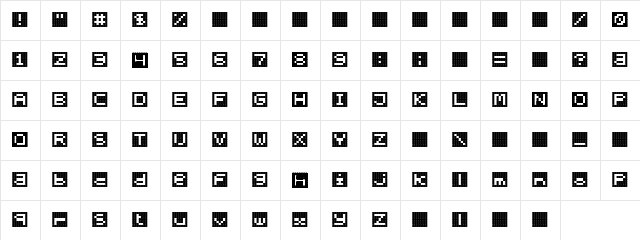 Vengaboyz Regular  glyph index