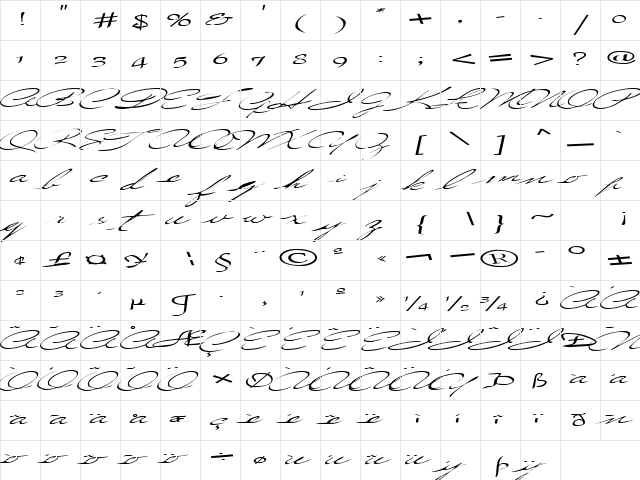 Country Regular  glyph index