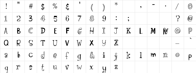MauraOnePKA Regular  glyph index