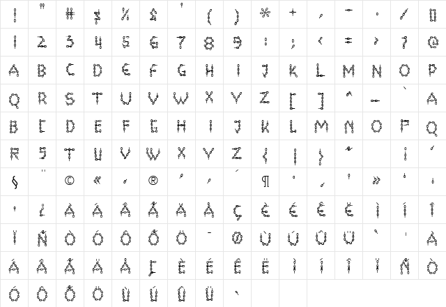 ChainLetterTwo Regular  glyph index