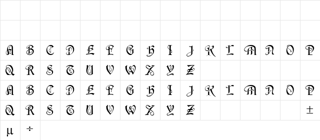 Horst Regular  glyph index