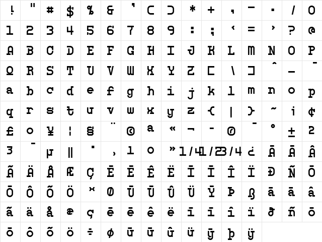Monosphere Personal Use Regular  glyph index